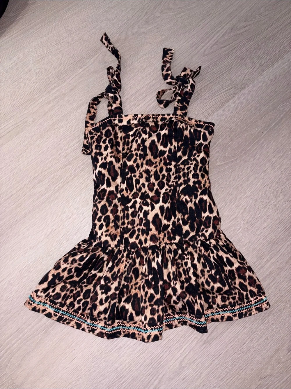 Agua Bendita Leopard Print Swim Top - Black, Brown, Tan